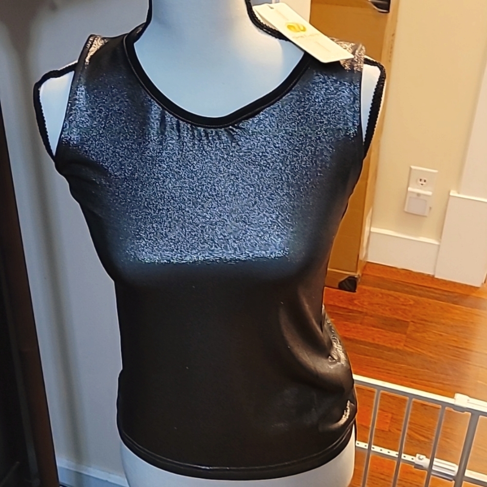 New W Tags Laviva Black Silver Shimmer Tank Top Size Medium Pretty - Picture 3 of 7